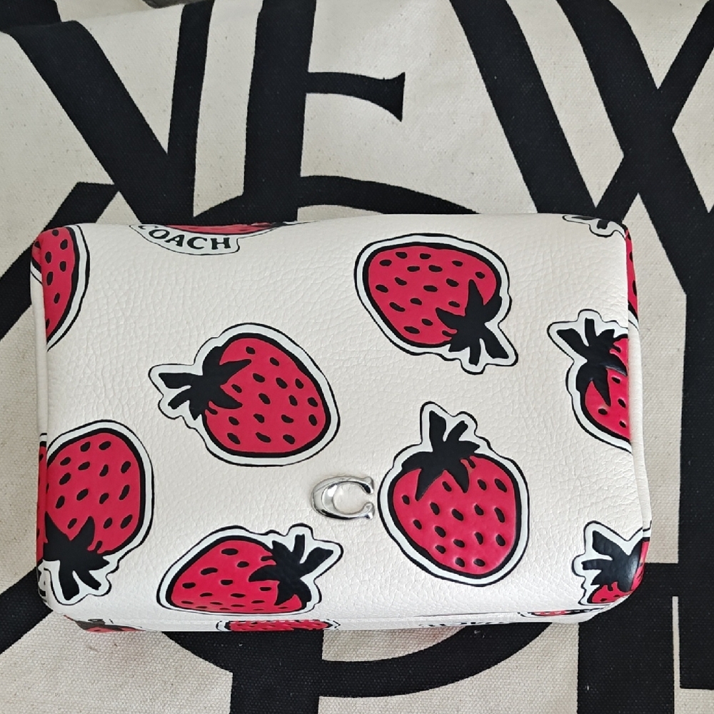 Coach Cosmetics Pouch In Strawberry Print
